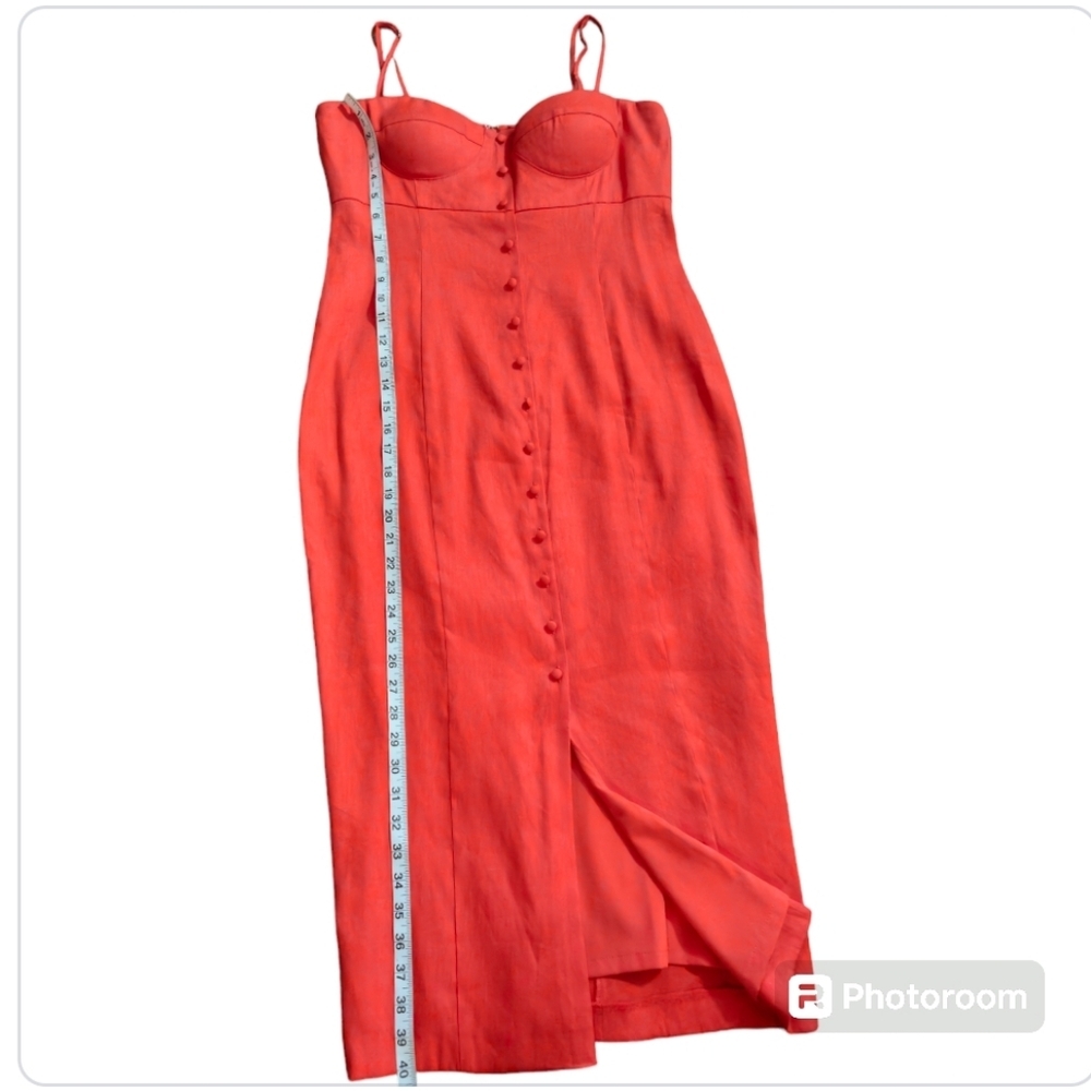 NWT Antonio Melani Marcie Stretch Linen Red Midi Dress Sweetheart Neck 10 - Picture 15 of 15